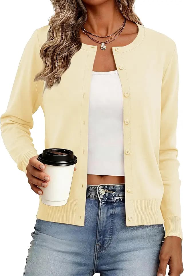 Womens Cardigan Sweaters Lightweight Long Sleeve Button Down Knit