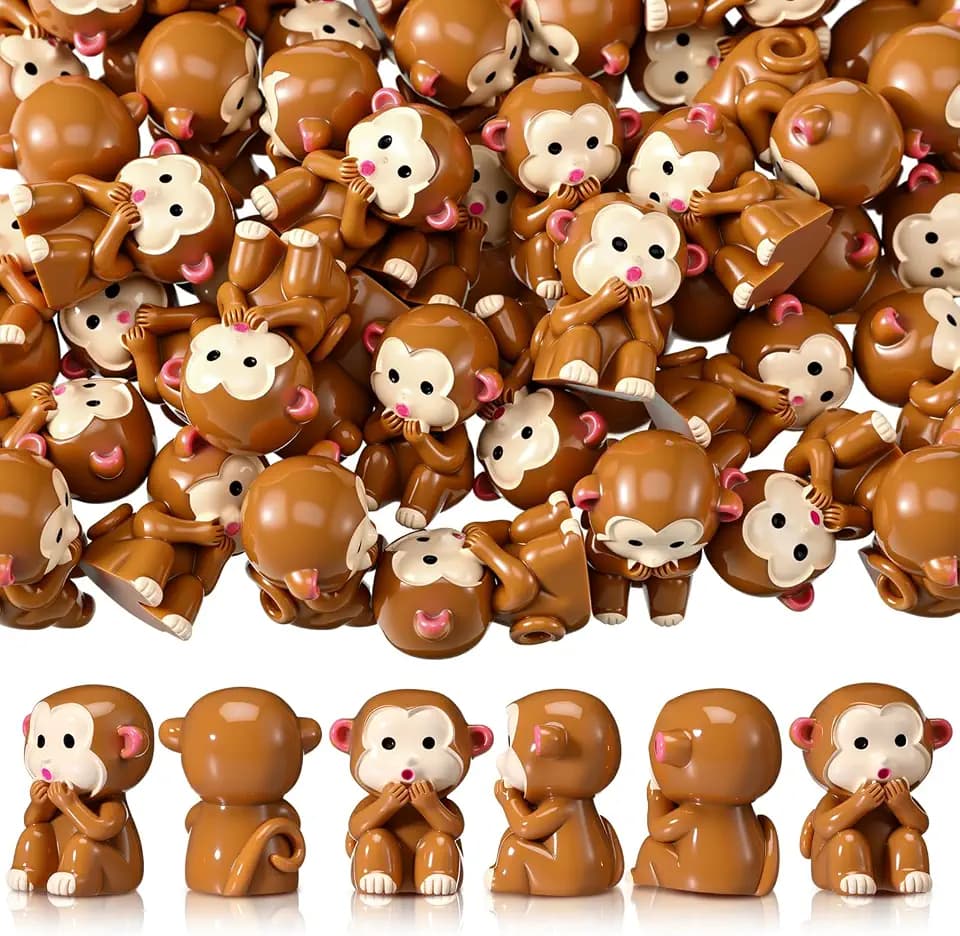 Silipull 50 Pcs Mini Monkey Figurines Resin Monkey Figures Bulk, Classic