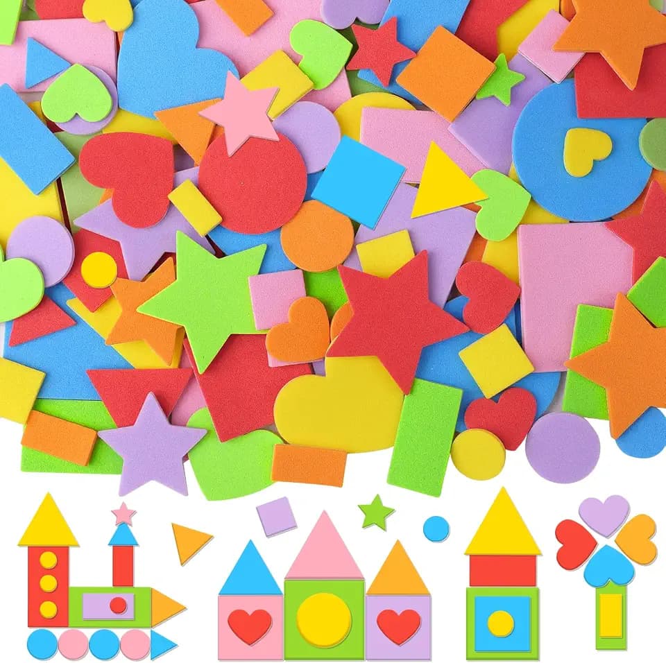 1630Pcs Foam Shape Stickers,EVA Foam Stickers with Assorted Shapes Colors