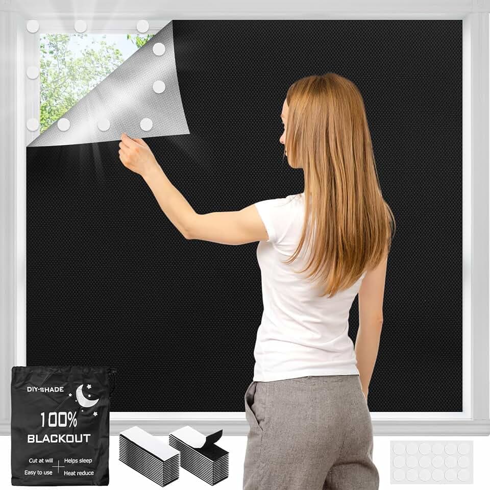 Verdunklungsrollo ohne Bohren, 400x146cm Fenster Verdunkelung, 420D Oxford