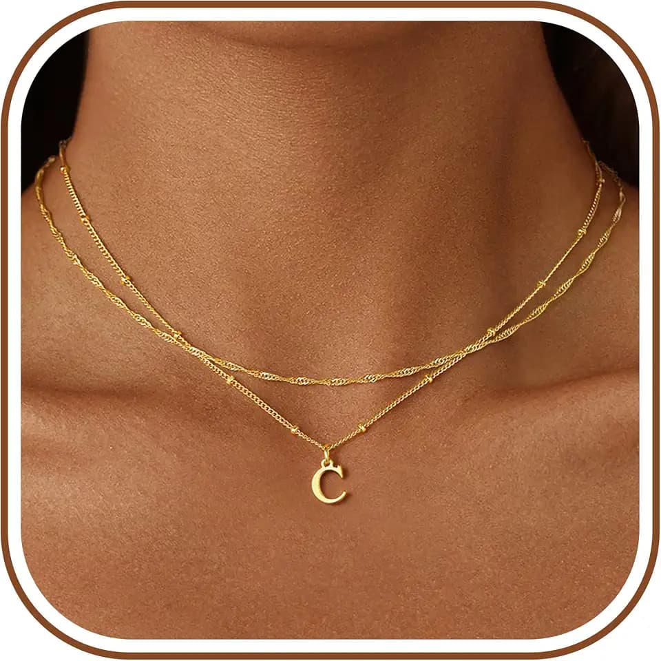 M MOOHAM Layered Initial Necklaces for Women