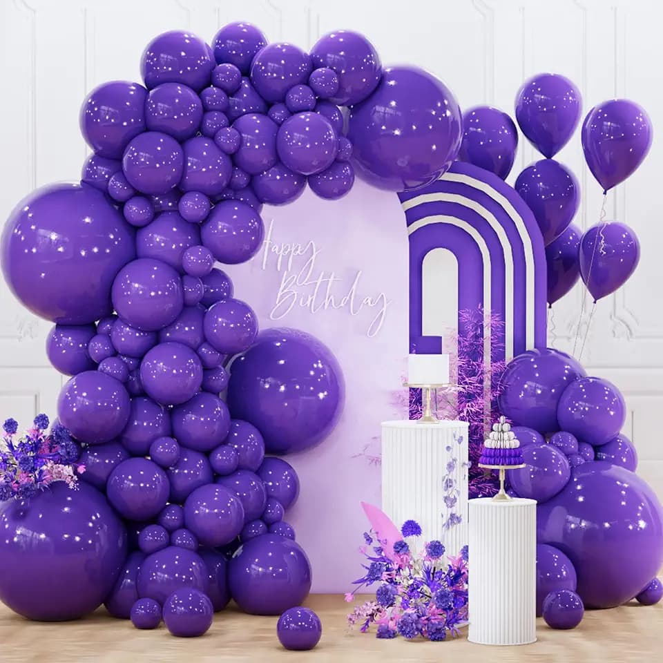 PartyWoo Dark Purple Balloons 130pcs Royal Purple Balloons Different Sizes