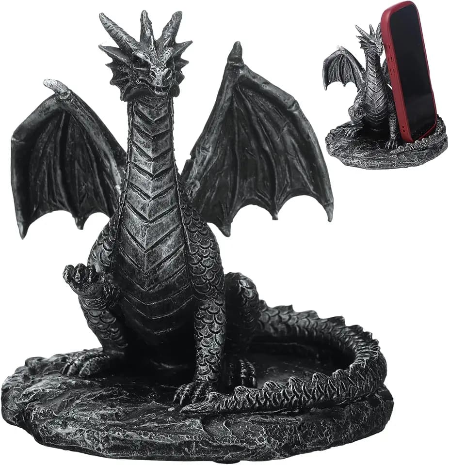 Relaxweex Gothic Dragon Cell Phone Holder Resin Gothic Standing Guardian