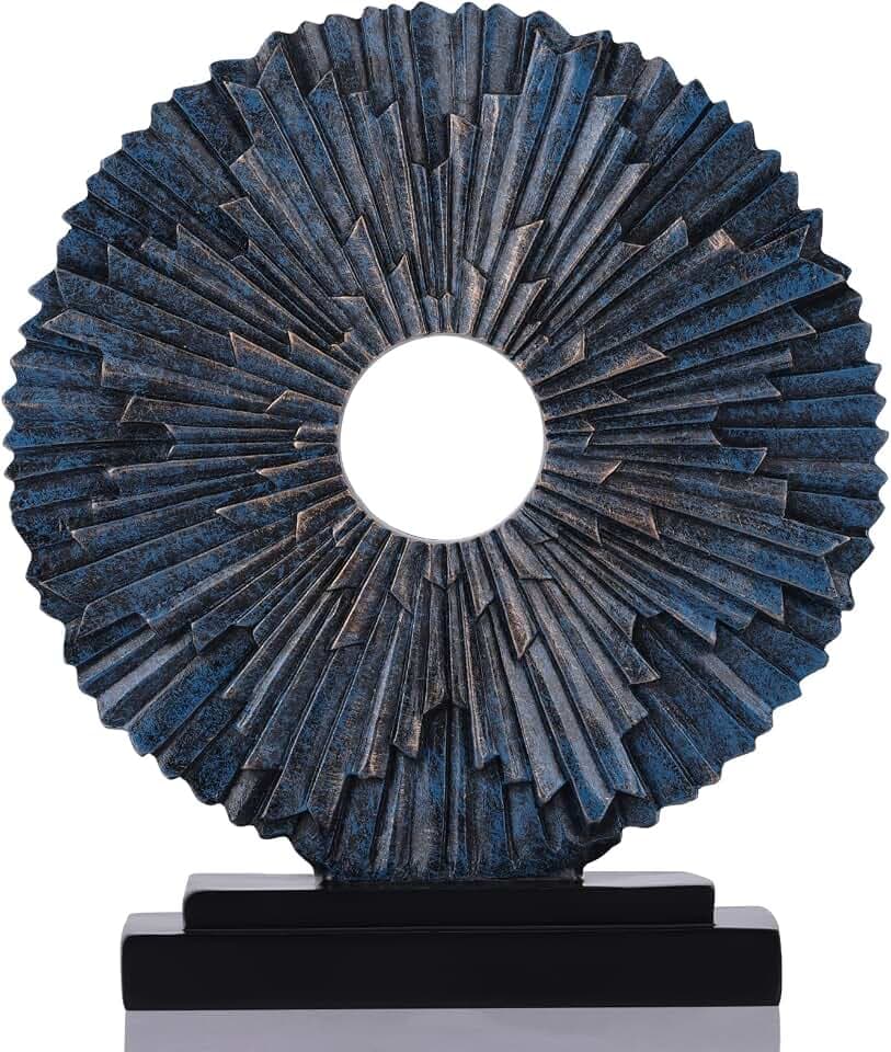 DOVDOV Blaue Heimdekor-Skulptur, einzigartige runde Linienstatue, moderne Heimdekoration, dekorative Panel-Statue für Wohnzimmer, TV-Schrank, Büro, Schlafzimmer, Esstisch, blaue Dekoration