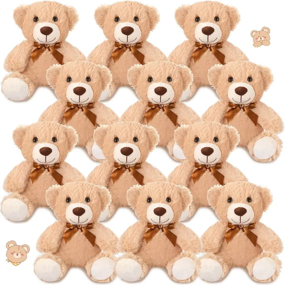 Zhanmai 12 Pcs 14 Inch Bear Stuffed Animal Bulk Gifts Bulk Cute Soft Plush Stuffed Bear for Wedding Bridal Anniversary Centerpiece Baby Shower Party Favor