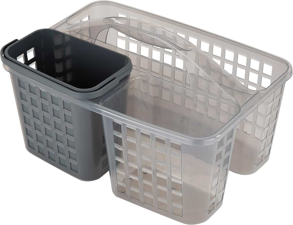 Bath Bliss 2 in 1 Portable, Bathroom Shower Caddy for Shampoo, Conditioner, Soap, and Cosmetics, in Grey Bath Tote (26118-GREY)