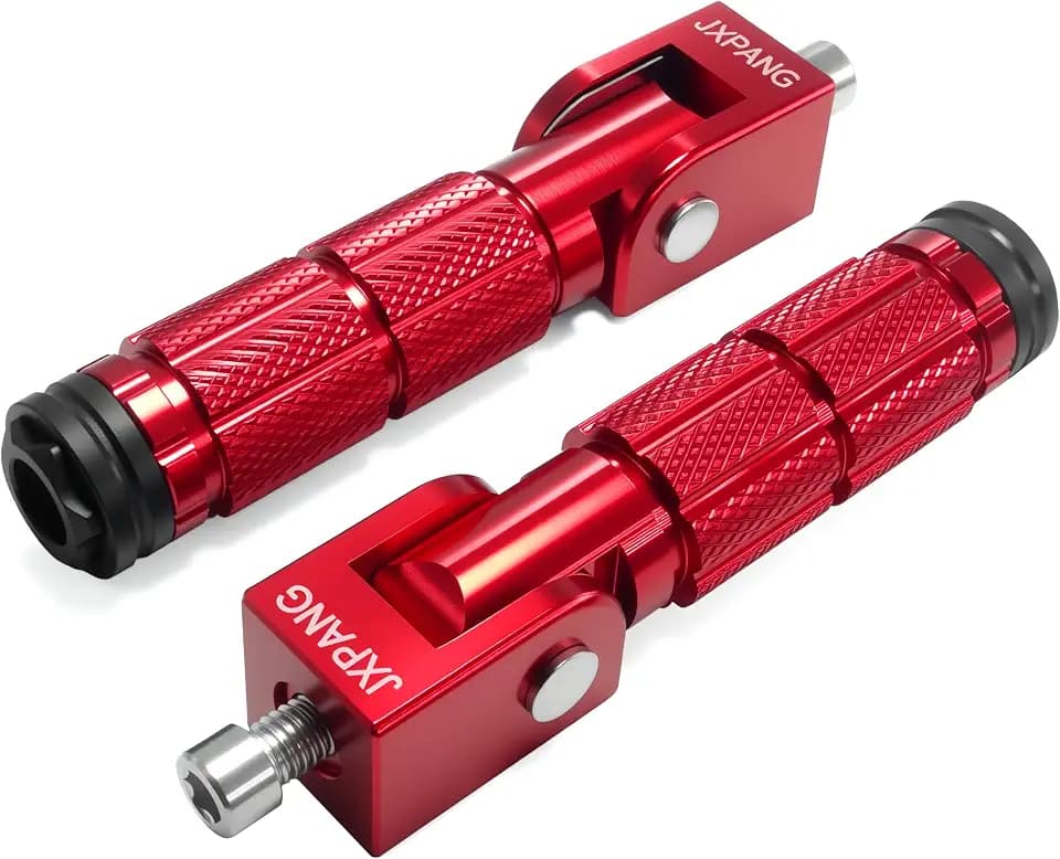 Universal Motorcycle Bicycle Folding Passenger Foot Pegs M8 Rearsets Rear Set Footrests Footpeg Foot Rest Peg Pedals For Bike Install Hole 8mm (A-ZDJT-012-Red)