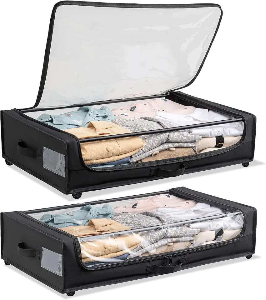 Underbed Zippered Storage Container with Wheels, 2 Pack
