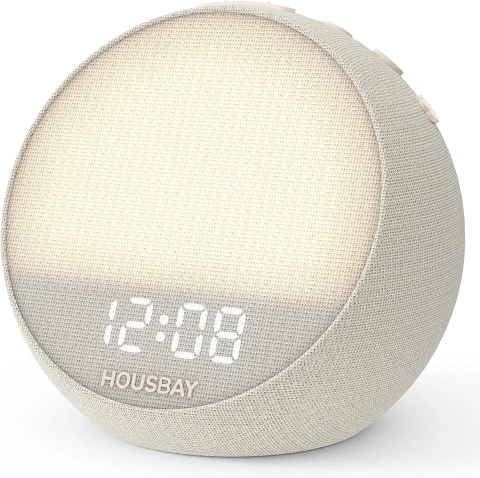 HOUSBAY MINI Lichtwecker mit Sonnenaufgang，21 White Noise