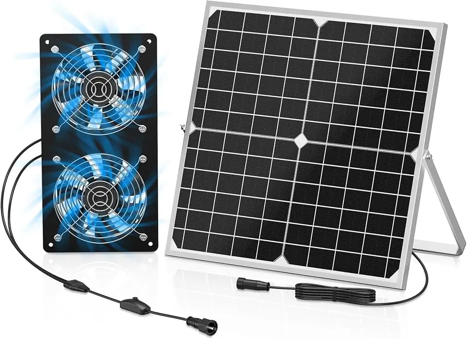Solar Powered Exhaust Fan for Shed, 350 CFM High Airflow Solar Vent Fan with Dual Waterproof Fans, Outdoor Cooling Ventilation for Chicken Coop, Greenhouse, Dog House