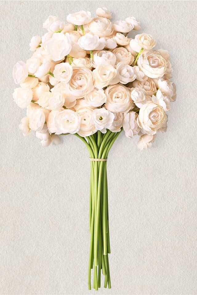 Waipfaru Ranunculus Artificial Flowers, 18Pcs 14In Fake Peonies Artificial Flowers, Faux Flower for Vase Silk Flower Real Touch Faux Peony Bulk for DIY Wedding Bouquet Home Bridal Shower Decor