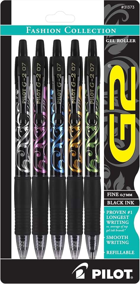 PILOT G2 Premium Gel Pens, Fine Point 0.7mm, Assorted Inks, 5-Pack