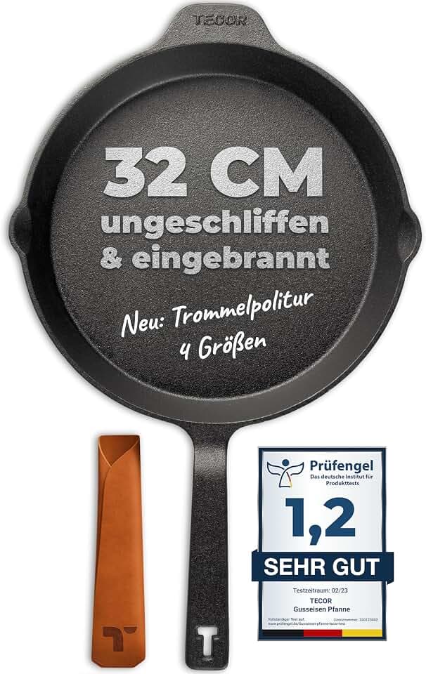 TECOR Gusseisenpfanne Induktion 32 cm ungeschliffen, universell, natürlich