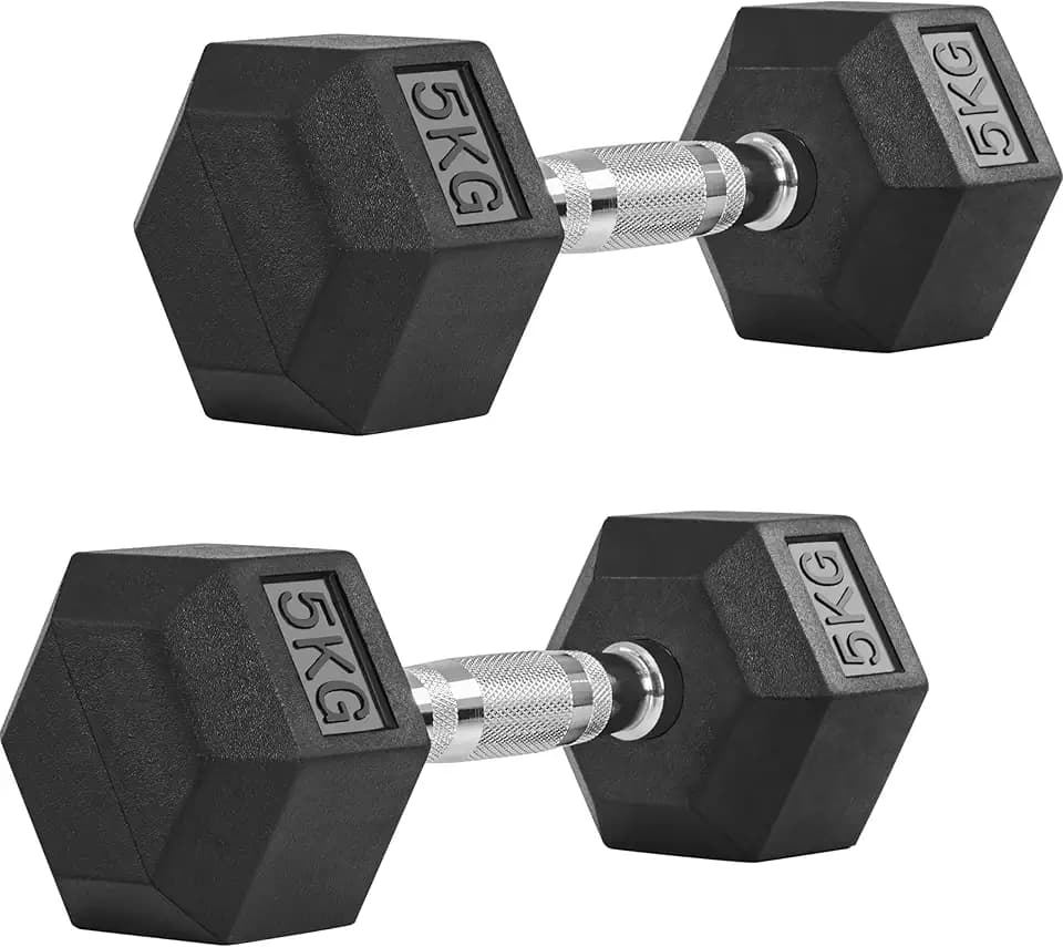 Yaheetech 2er-Set Kurzhanteln 5/10 kg Hexagon Hanteln Gummiummantelt & Bodenschonend Sechseckige Anti-Rutsch-Hanteln für Ganzkörpertraining im Heim-Fitnessstudio
