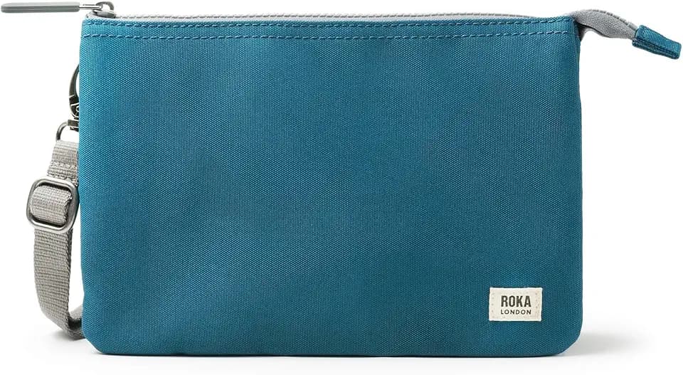 ROKA Carnaby XL Slim Crossbody Taschen für Damen & Herren – 3 Fächer, grober Reißverschluss, abnehmbarer & verstellbarer Riemen für Handy, Geldbörse, Schlüssel