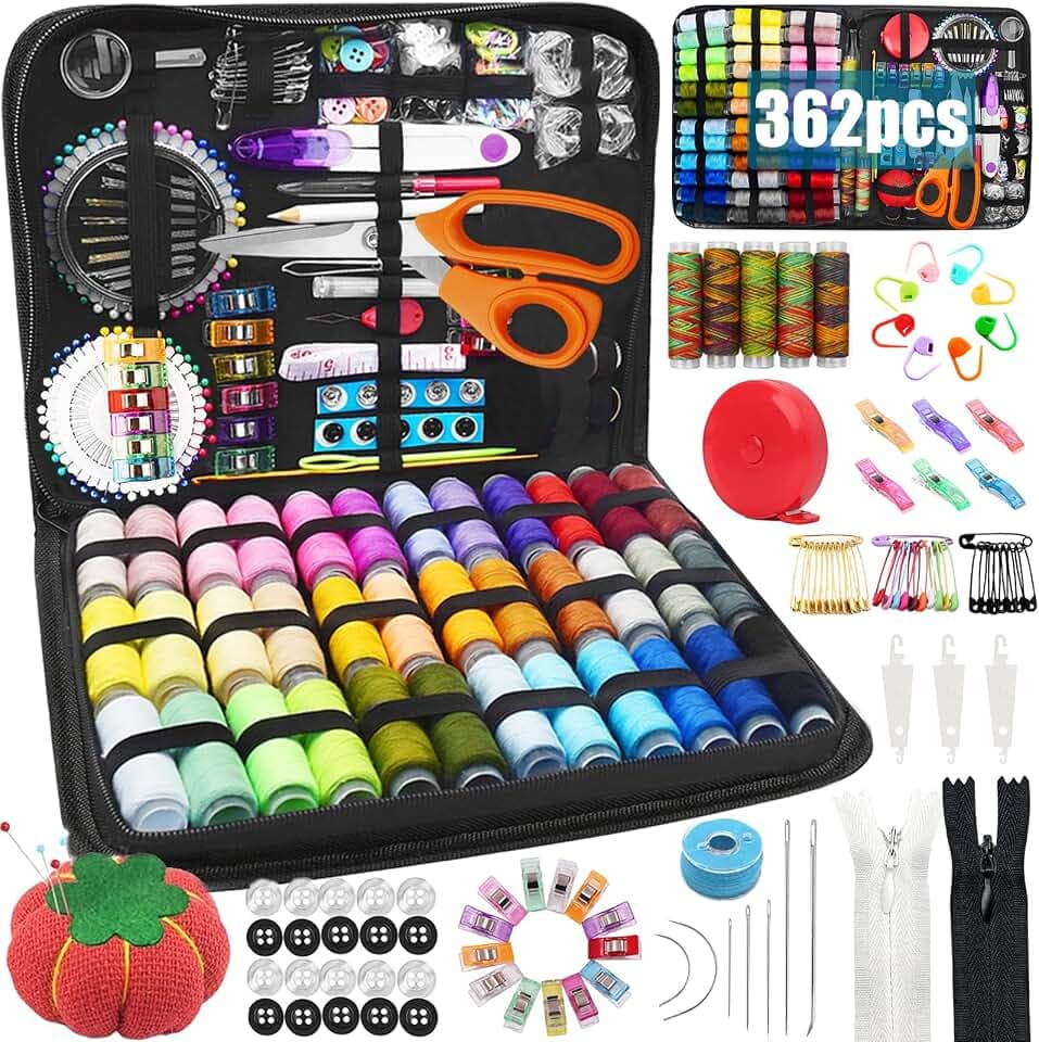 UBBOY 362PCS Nähset,Nähzubehör Set,Sewing Kit,Premium Großformat Nähset