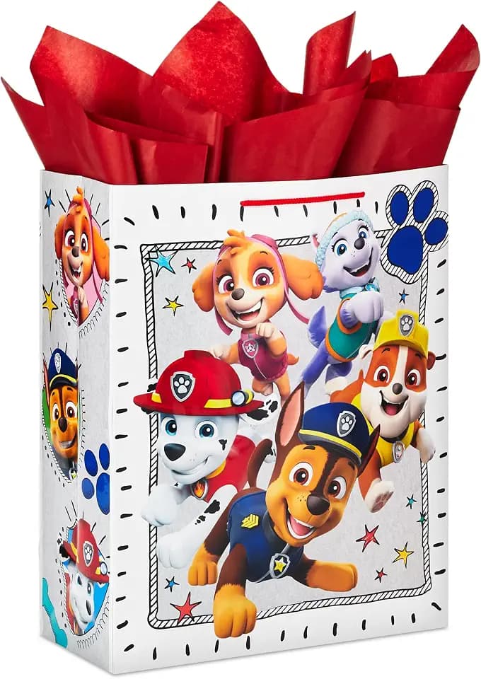 Hallmark 15" XL Paw Patrol Gift Bag with Tissue Paper for Birthdays, Kids