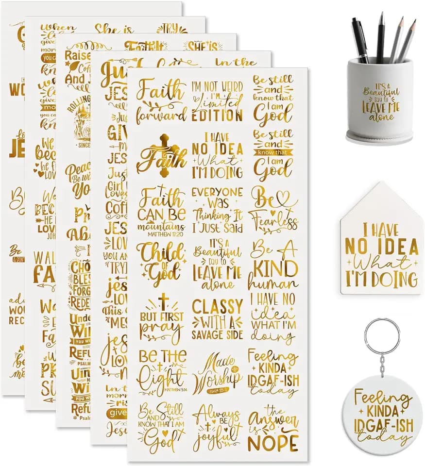 105PCS Golden Quotes UV DTF Stickers for Keychains