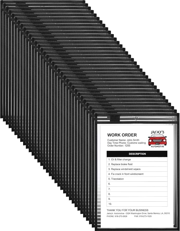Nezyo Dry Erase Pockets, Letter Size 9.5 x 12 in, Black, 50 Pcs