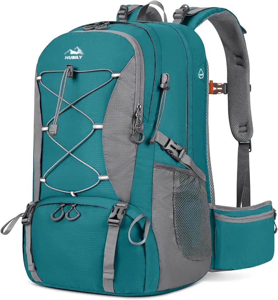 NUBILY Wanderrucksack 50L Wasserdichter Groß Reiserucksack Trekkingrucksack mit Schuhfach und Nasstasche Rucksack Herren Damen Campingrucksack Leichter Tagesrucksäcke für Outdoor Sport