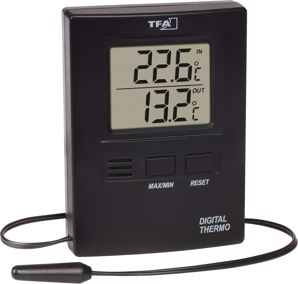 TFA Dostmann Digitales Thermometer für Innen und Außen, 30.1012.01