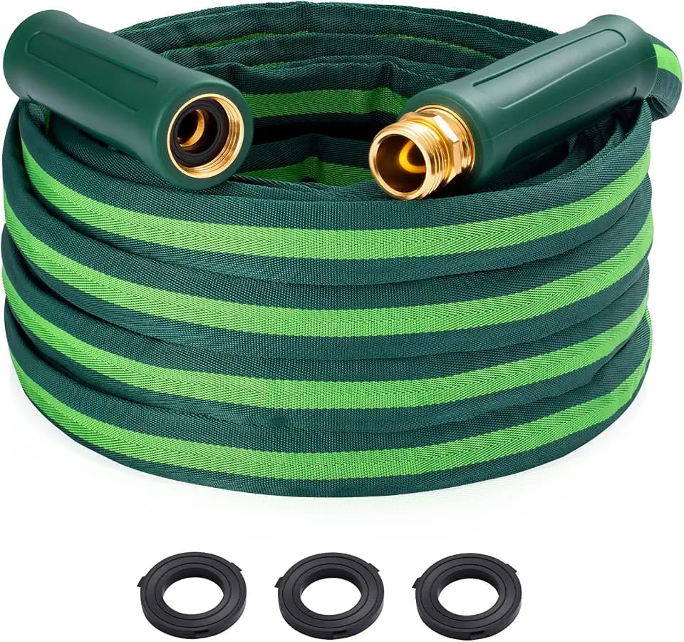 60FT Garden Hose, Ultra Lightweight All-Weather Flat Water Hose 5/8-Inch
