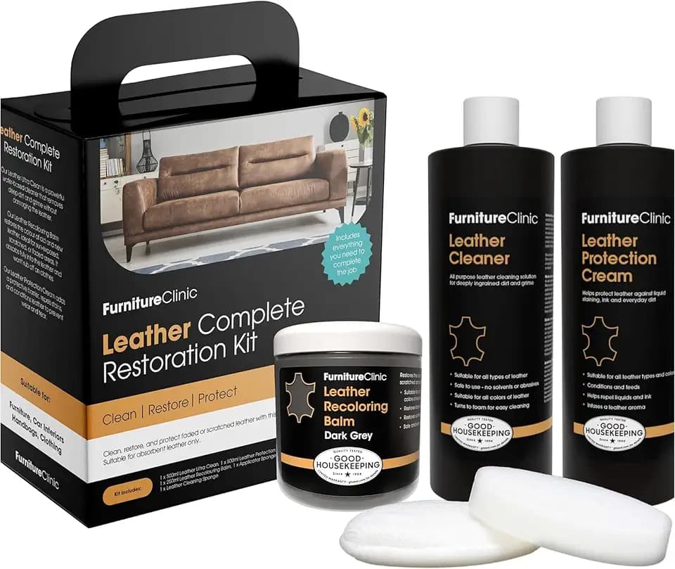 Furniture Clinic Leather Complete Restoration Kit, Dark Grey, 5 Piece