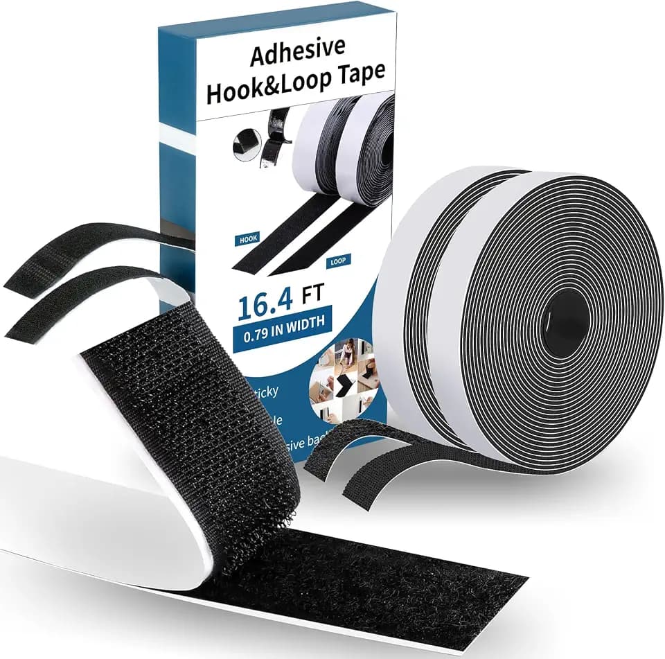 Klettband Selbstklebend Extra Stark, 20 mm x 5 m Klettverschluss Selbstklebend, Multifunktional Tape, Selbstklebendes Klettband für Innen & Außen, Schwarz Klettverschluss Zum Kleben für Teppich