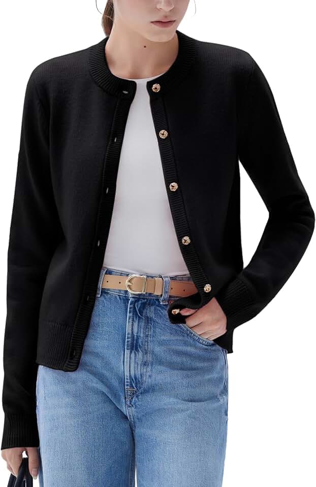SUUKSESS Women Cashmere Chunky Cardigan Sweaters Button Up Knit Outfits