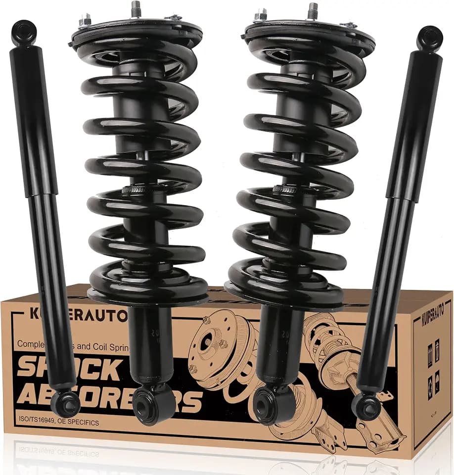 KUIPERAUTO 4X Complete Front + Rear Strut Shocks Assembly 171358 37251 Compatible for 2004-2015 Nissan Titan 4WD Coil Spring Complete Shocks Absorbers