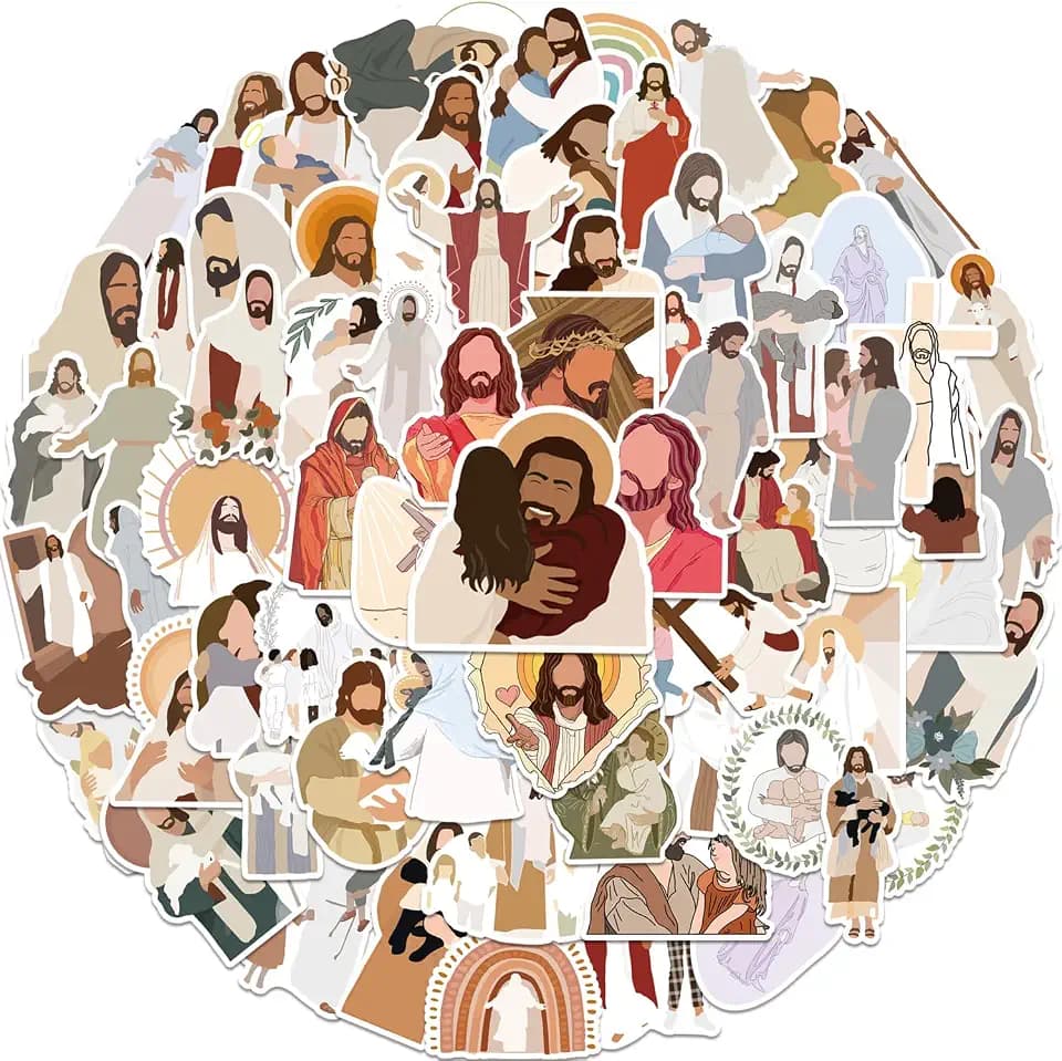 ROTY 100 Pcs Jesus Stickers Aesthetic Christian Stickers, Religious Cross Faith Waterproof Vinyl Gifts for Phone, Water Bottle, Luggage, Laptop, Adults Teens