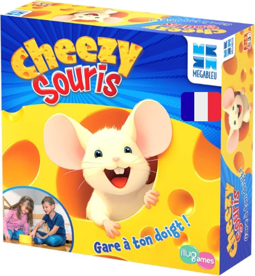 Megableu Cheezy Maus – Gesellschaftsspiele für Kinder ab 3 Jahren – lustiges Spiel für Familie und Gruppen – Geschenkidee zum Geburtstag Weihnachten – lustiges Gesellschaftsspiel – 2 bis 4 Spieler –
