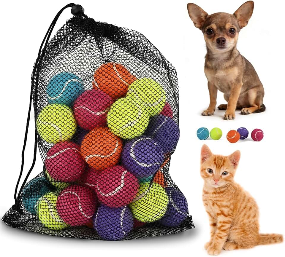 INSUM 1.5 Inch Mini Tennis Balls for X-Small Dogs & Cats, 20/40 Pack Soft Fetch Play Toys for Puppies & Kittens, Training & Indoor Outdoor Exercise