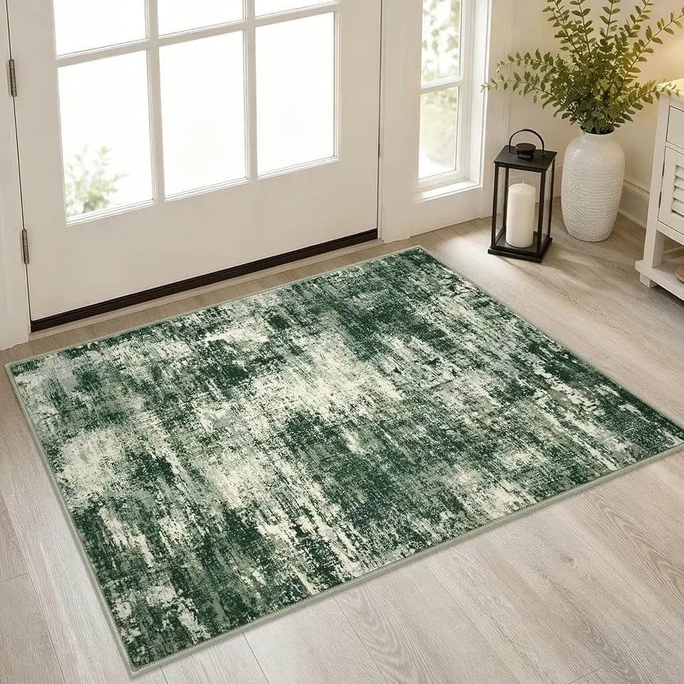 Lansny Abstract Washable Entryway Rug 2x3 Area Rug Small Non Slip Door Mat