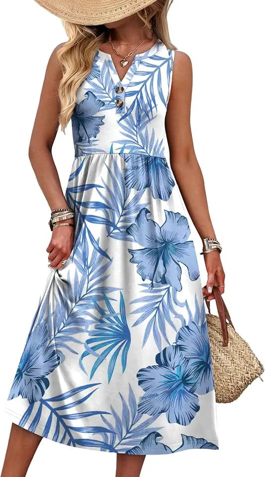 WIHOLL Women's Summer Dresses Maxi Dress Vacation Beach Sundresses 2026 with Pockets