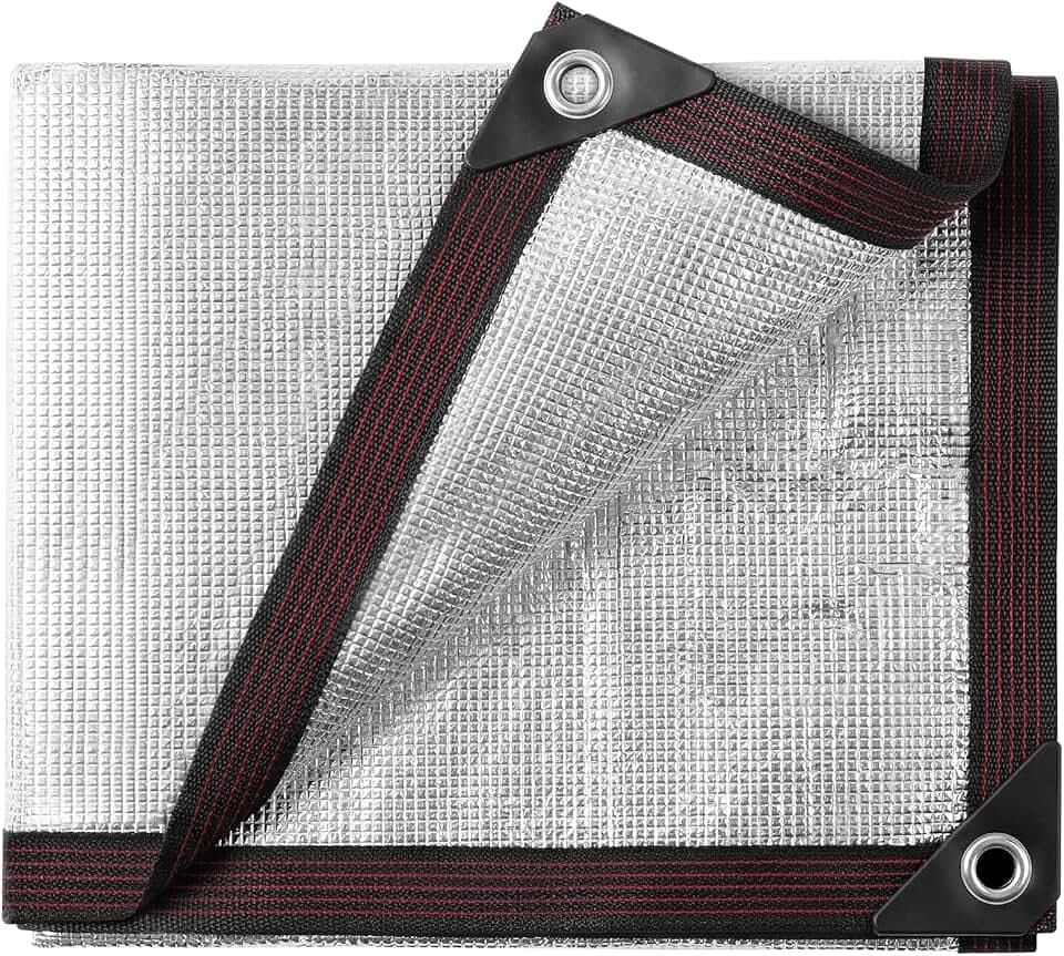 95% Aluminum Shade Cloth, 6.5x10FT Silver Reflective Cover