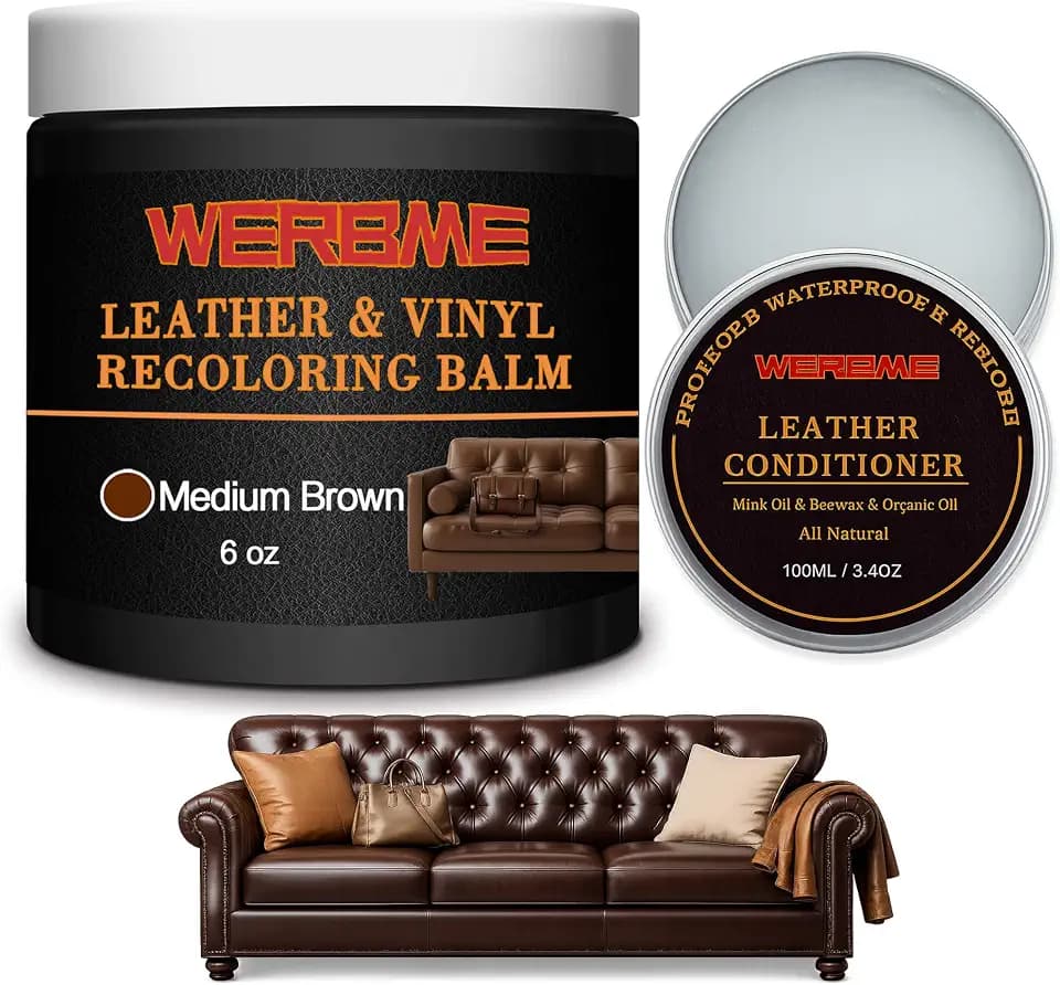 Leather Recoloring Balm & Mink Oil Leather Conditioner, Medium Brown