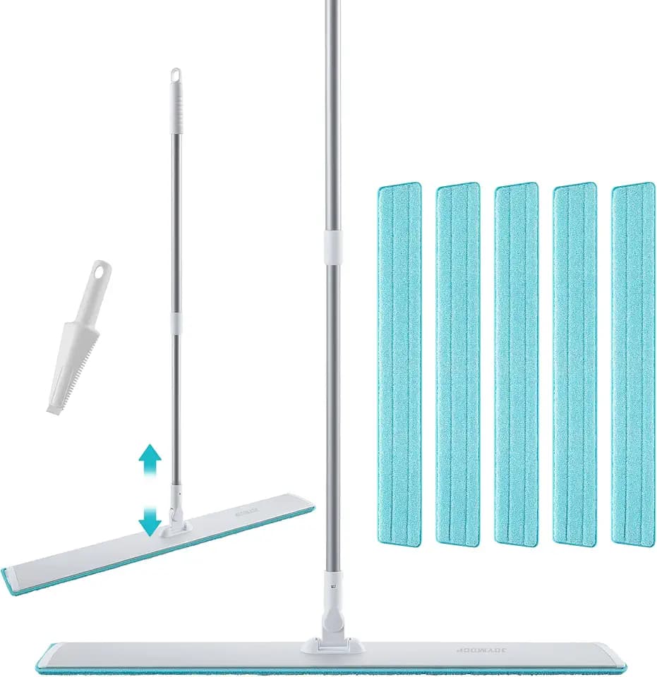 JOYMOOP 36 Inch Grey-White Commercial Dust Mop, Microfiber Dust Mop for Hardwood Floors, Heavy Duty Industrial Wet Dry Floor Mop with Telescopic Handle, Includes 5 Mop Pads