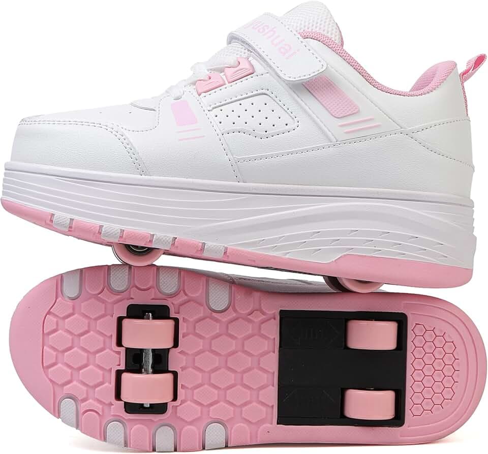 Schuhe mit Rollen für Jungen & Mädchen, Outdoor Turnschuhe mit Rollen für Kinder, 2-in-1 Rollschuhe Schuhe mit 4 Rollen für Ostern Geburtstag Weihnachten