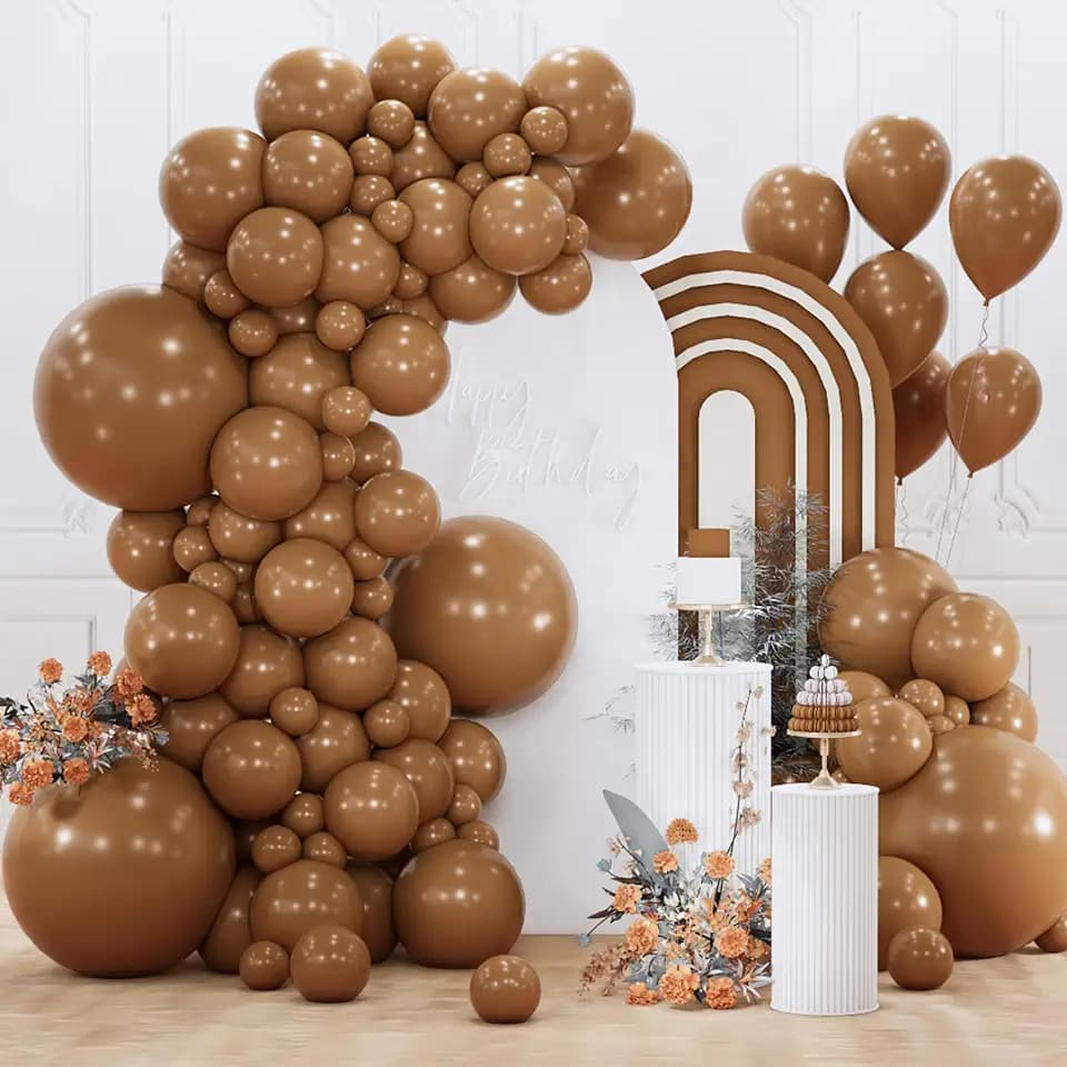 PartyWoo Brown Balloons 155pcs Boho Coffee Tan Fall Color Different Sizes