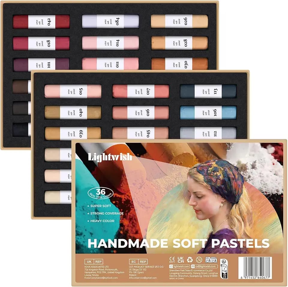 LIGHTWISH 36 Soft Pastellkreide Set Hauttöne für Künstler, Handgemachte