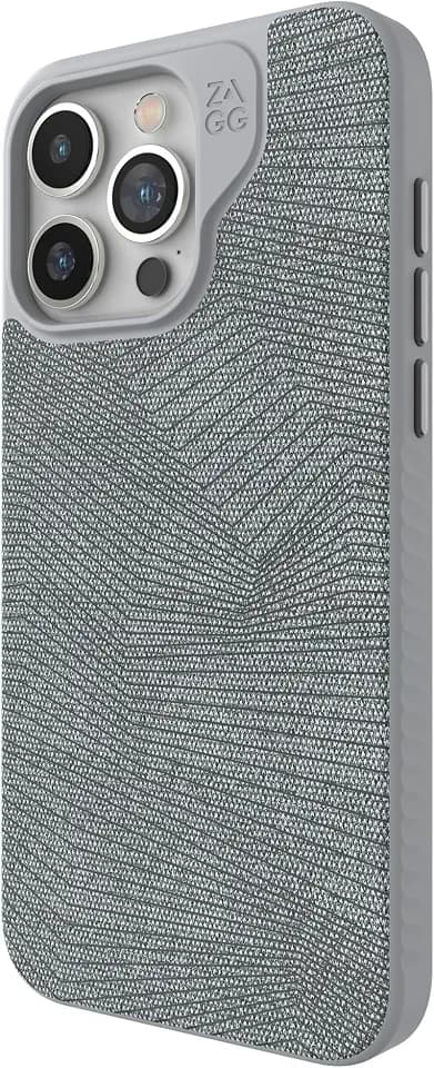 ZAGG London Snap iPhone 15 Pro Max Case - Protective Cell Phone Case, Drop Protection (13ft/4m), Durable Graphene, MagSafe Phone Case, Slim and Lightweight, Gray Geo