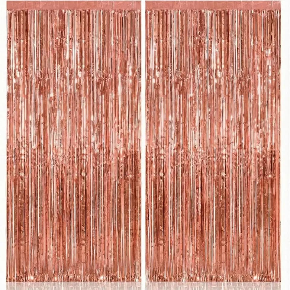 KatchOn 2Pc Rose Gold Fringe Curtain 3.2x8Ft Birthday Decorations for Women