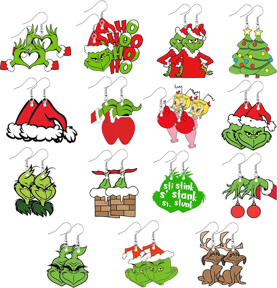 Christmas Funny Dangle Earrings Festive Holiday Jewelry Gift Set for Women