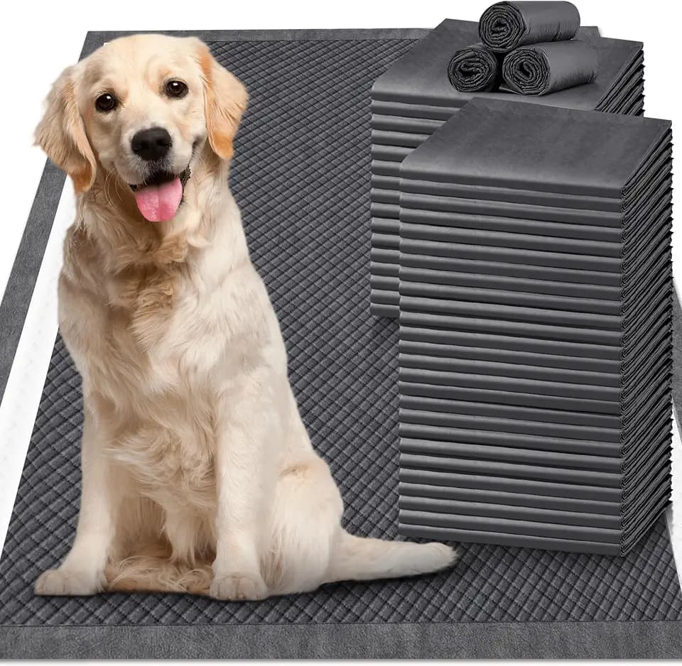 Gimars XL 28"x34" 6-Layer Ultra Abolsorbent Pee Pads for Dogs, Leak-Proof Carbon Dog Puppy Pads, Odor-Control & Quick Dry Dog Training Pads 30 Counts Charcoal