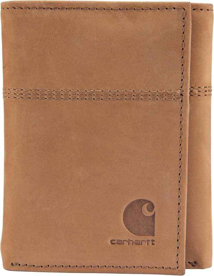 Carhartt Nubuck Leather Trifold Wallet Brown