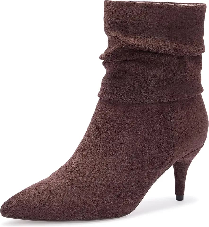 CosyFever Women's Slouch Ankle Boots, Pointed Toe Mid Heel Dress Boots