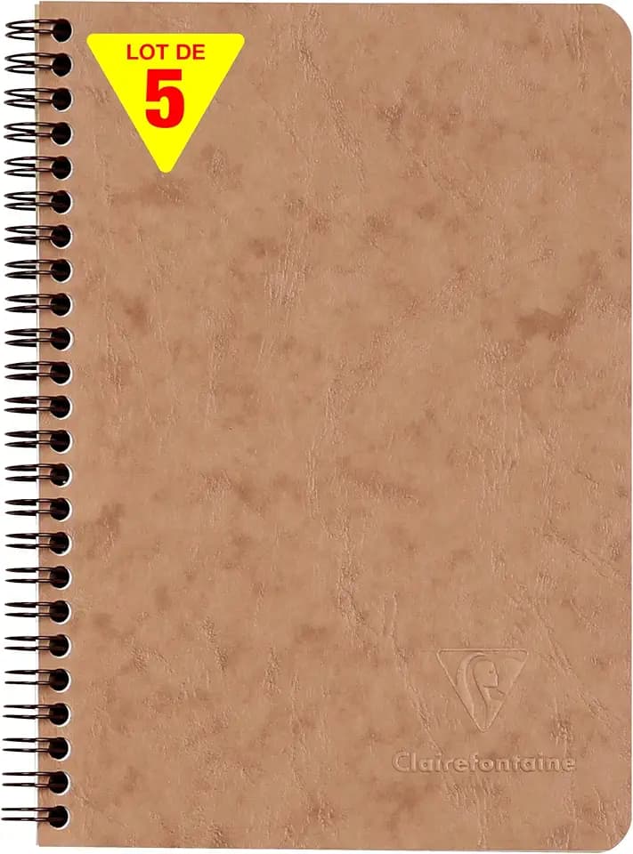 Clairefontaine 78566Cpack 5 Spiralhefte Nomaddict A5 60 Blatt liniert Braun