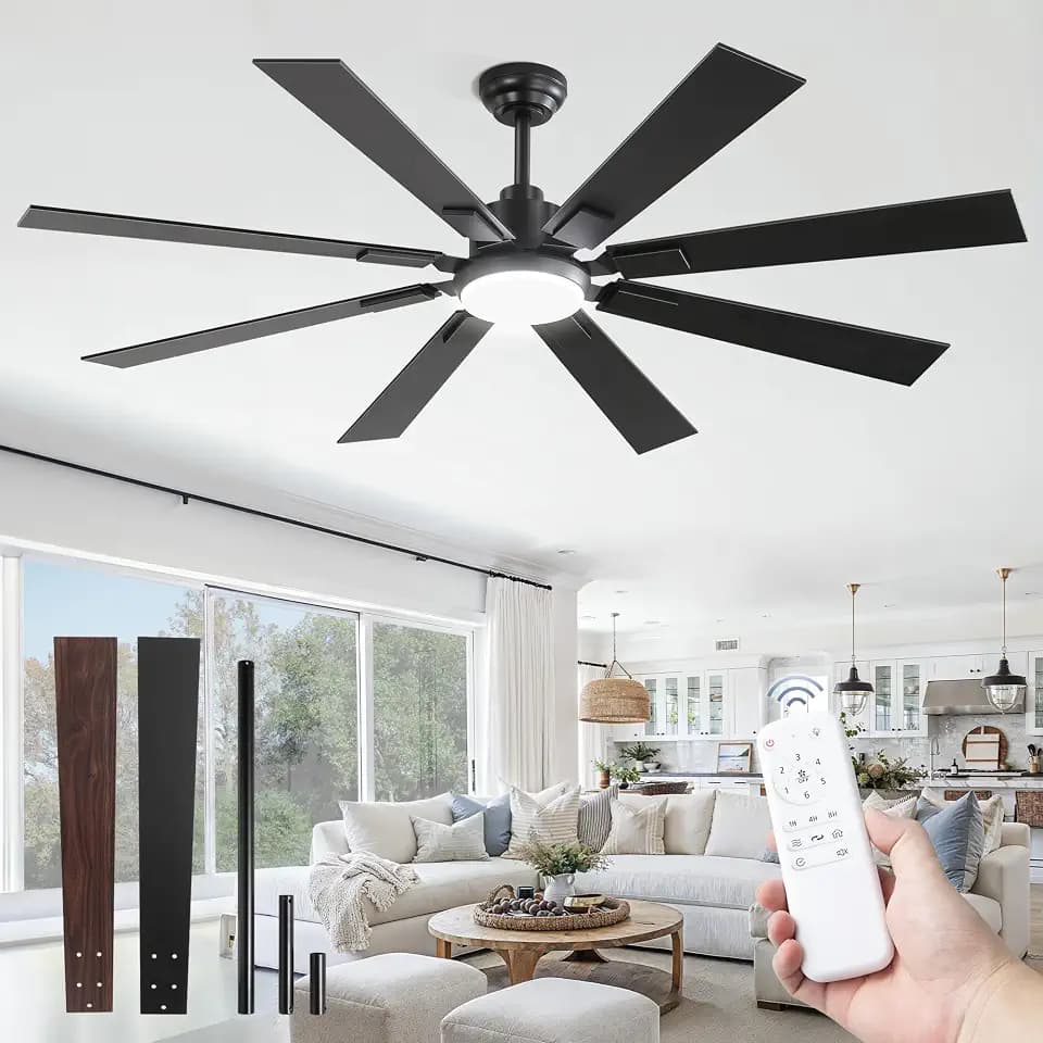 ZMISHIBO 62" Ceiling Fans with Lights for Patio, Living Room, Remote