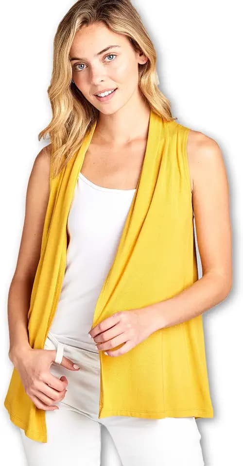 Women's Sleeveless Open Front Vest, Viscose Made from Bamboo, Made in USA